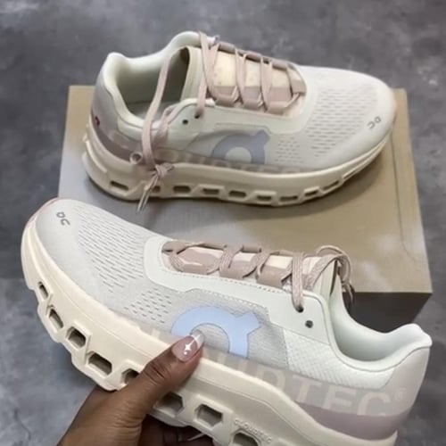 On Running Gray & Pink Cloudmonster Sneakers