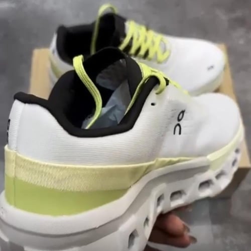 On Running White & Green Cloudmonster 2 Sneakers