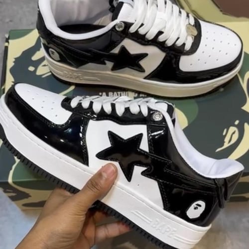 BAPE STA PATENT LEATHER BLACK / WHITE