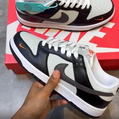 Nike Dunk Low Grey Black Orange Mini Swoosh