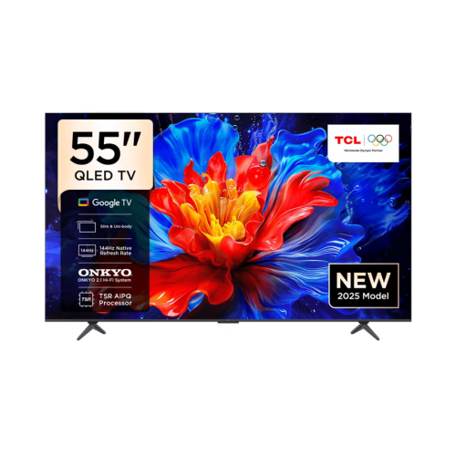 تلفزيون TCL 55P8K مقاس 55 بوصة QLED 4K 144Hz للألعاب مع Google TV