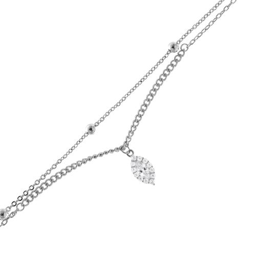 Luxury White Rhodium-Plated Women's Anklet – Elegant Italian Design | Meilona