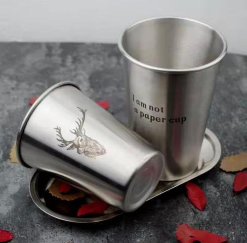 350 ml double-walled silver stainless steel cup fo...