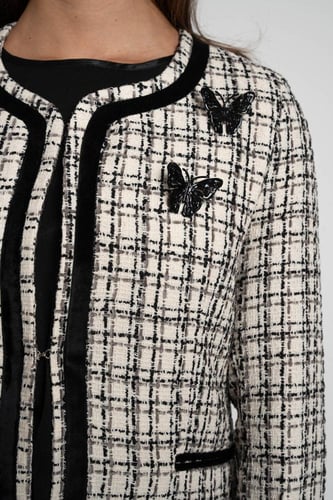Butterfly tweed (أبيض مخطط بالأسود)