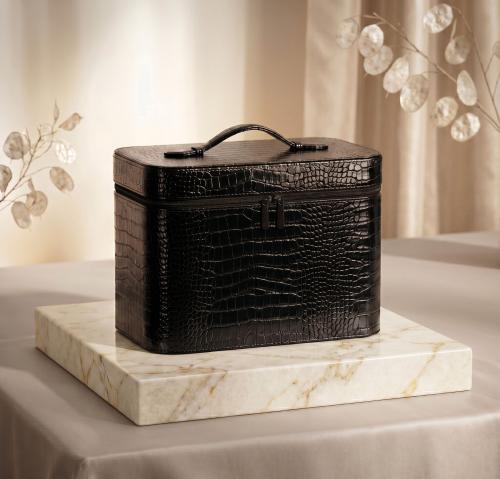 شنطة عطور كبيرة اللون أسود تمساحية -Black Crocodile Collection