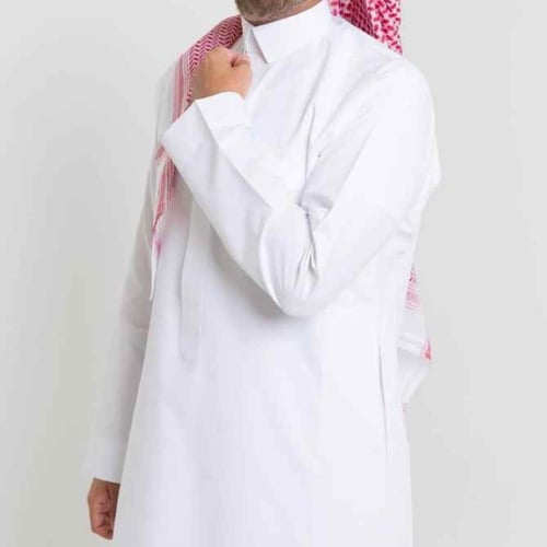 ثوب الشياكة فاخر أبيض – ياقة قلاب