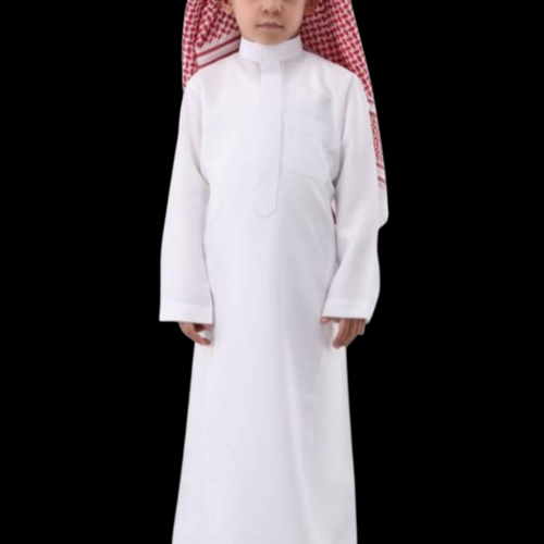 ثوب الدفه سحاب وسط ابيض وكريم صيفي