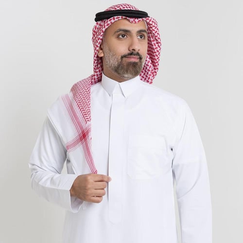 ثوب الشياكة فاخر أبيض – ياقة قلاب