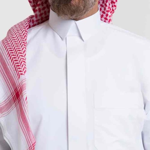 ثوب الشياكة فاخر أبيض – ياقة قلاب
