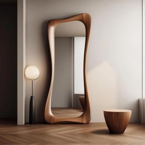 مرآة فلورين خشبية راقية (موديل MR-0018)