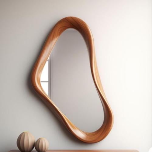 مرآة سيلين خشبية فاخرة بتصميم فني (موديل MR-004)