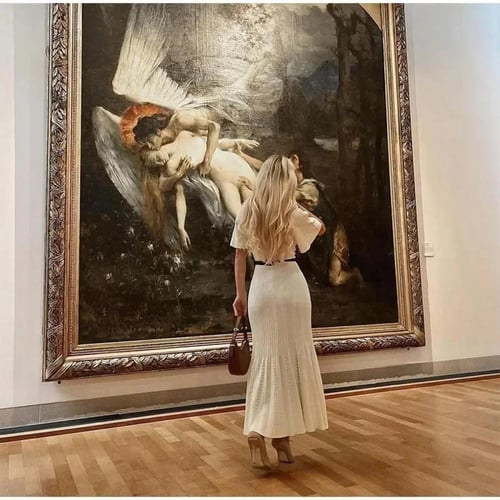 فستان ميدي أنيق محبوك بصدر واحد فساتين نسائية مرقع...