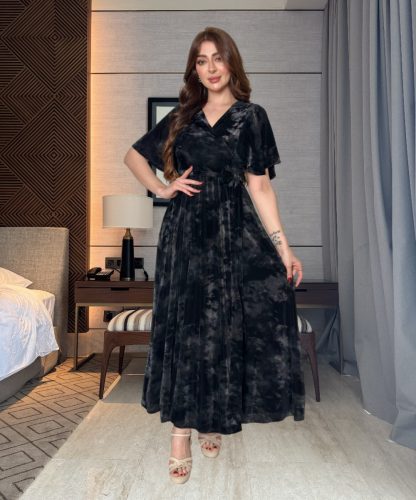 فستان مخمل اسود ناعم شانل