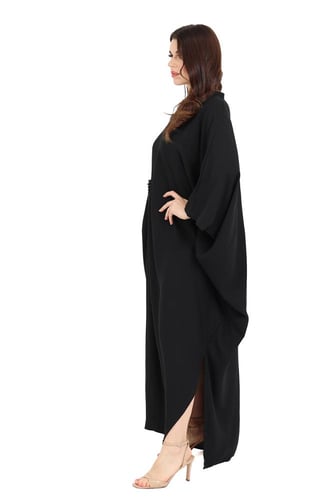 جلابية طوبلة قطن واسعة باكسسوار من الخصر وأكمام وا...