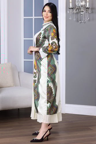 فستان لف مشجر بالجنب