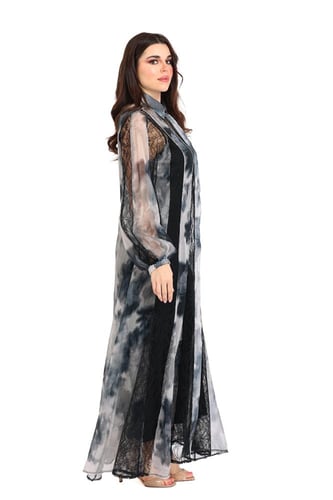 فستان طويل شيفون مع دانتيل