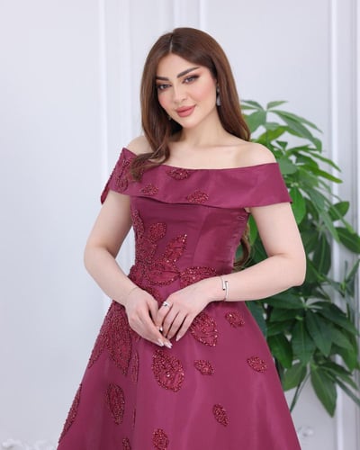 فستان سهره احمر عنابي