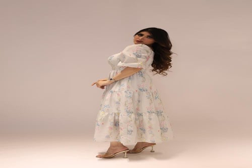 فستان ميدي مشجر