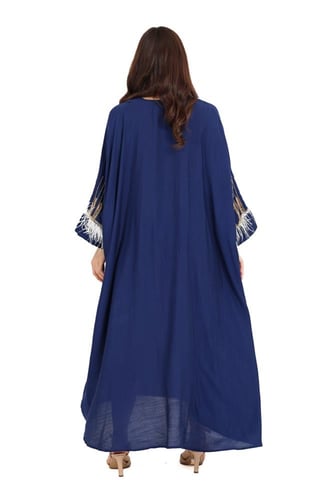 جلابية طويلة قطن باطراف ريش