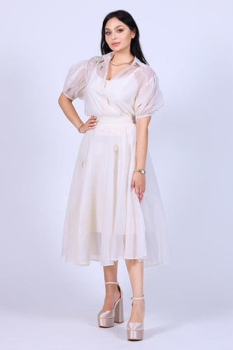 طقم بلوزة وتنورة قصير شيفون