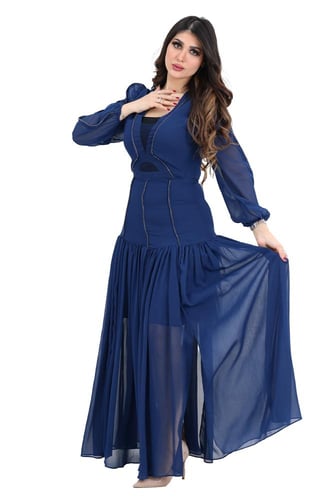 فستان شيفون بفتحة بطن