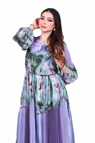 فستان طويل مشجر سهرة كسرات