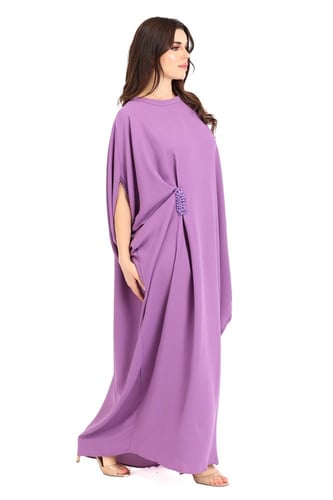 جلابية طوبلة قطن واسعة باكسسوار من الخصر وأكمام وا...