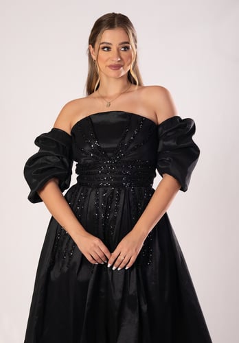 فستان سهرة قصير شانتون شك منثور