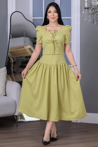 بلوزه كتان نص كم