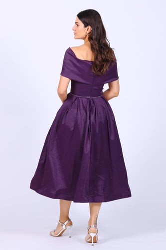 فستان سهرة ميد باكمام اوف شولدر