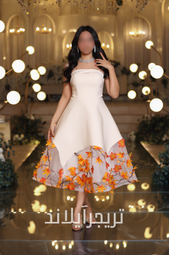 فستان كريب ودانتل مزين بورود ربيعيه
