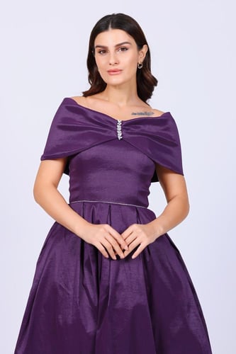 فستان سهرة ميد باكمام اوف شولدر