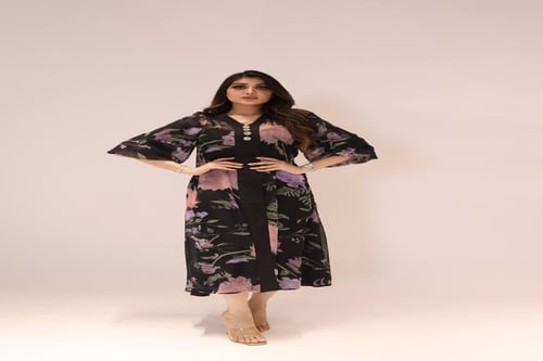 جلابية ميدي مشجر بازارير فضية