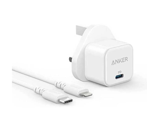 انكر - شاحن جداري +كيبل USB-C إلى Lightning