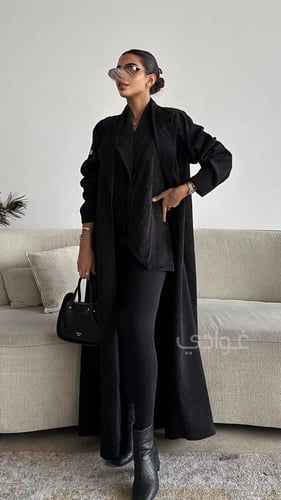 عباية سوداء شتوية بتصميم أنيق- 11183