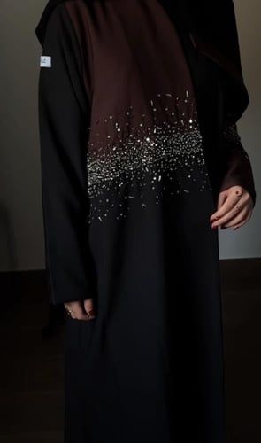 عباية عيد بقماش باربي بني وأسود ربع كلوش مع شك فاخ...