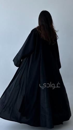 عباية سوداء ربع كلوش بتداخل الجاكار- 11237