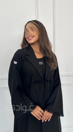 عباية سوداء كلوش رسمية بقماش ليمار - 11129