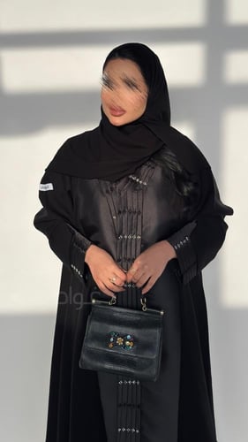 عبايية عيد سوداء كلوش كامل بقماش ليمار و بتداخل ال...