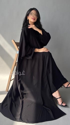 عباية بشت سوداء بقصة الفراشة بقماش ليمار- 11119