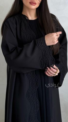 عباية سوداء صيفية بكلفة مموجة راقية -11296