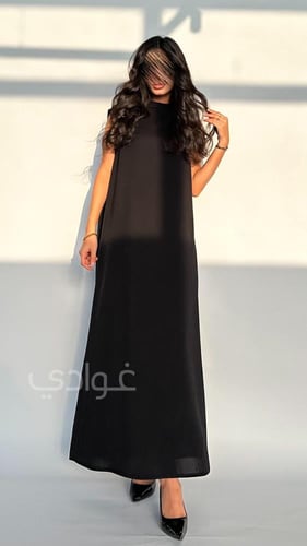 فستان عباية باللون الاسود بقماش البلاك بيري- 11023