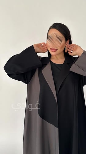 عباية كلوش بليزر سوداء بقماش ليمار -11105