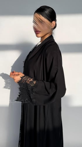 عباية عيد بلاك بيري بقصة مستقيمة و دانتيل-11281