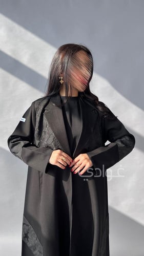 عباية عيد سوداء يومية بتداخل الجاكار- 11210