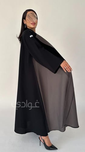 عباية كلوش بليزر سوداء بقماش ليمار -11105