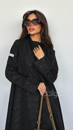 عباية سوداء دبل كلوش بقماش الجاكار- 11201