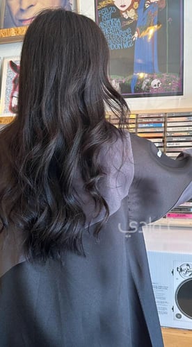 عباية سوداء نصف كلوش بقماش الميكادو بتداخل قماش ال...