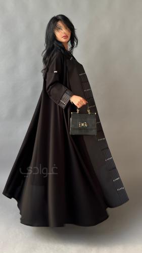 عبايية عيد سوداء كلوش كامل بقماش ليمار و بتداخل ال...