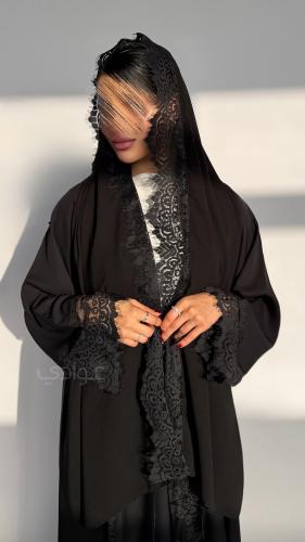 عباية عيد بلاك بيري بقصة مستقيمة و دانتيل-11281